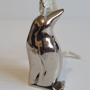 Deep Blue Collection By Green Tree Chrome Steel Penguin 3" Tall No Box.